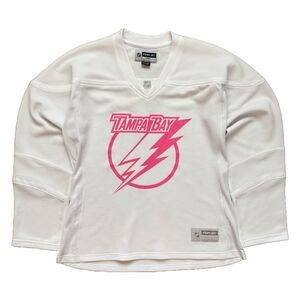 Tampa Bay Lightning NHL Reebok Pink White Women's Size L Hockey Jersey